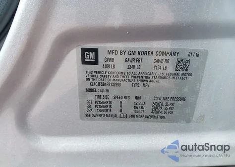 2015 Buick Encore Convenience из США, поврежденный, VIN KL4CJFSB4FB132990